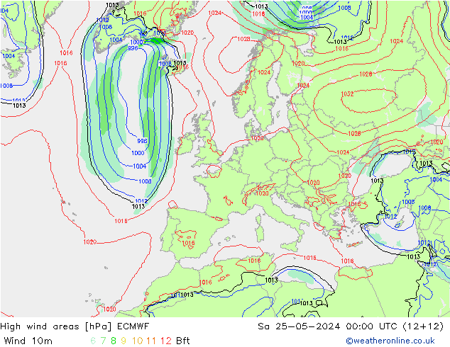 Izotacha ECMWF so. 25.05.2024 00 UTC