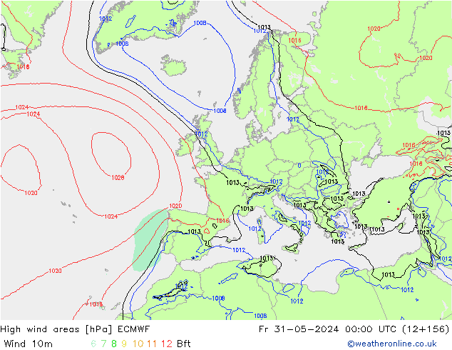 High wind areas ECMWF Fr 31.05.2024 00 UTC