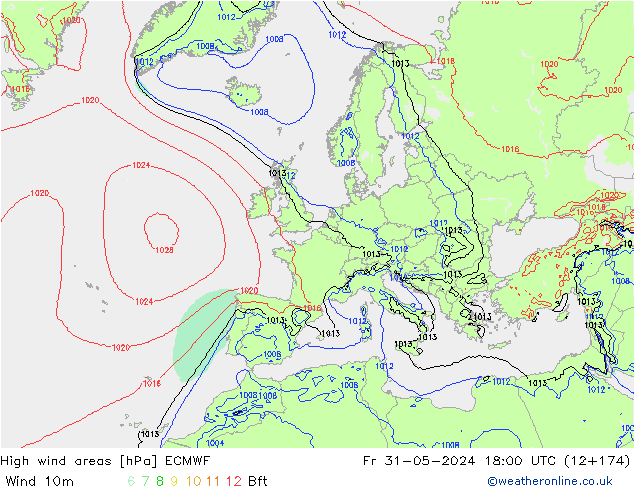 Izotacha ECMWF pt. 31.05.2024 18 UTC