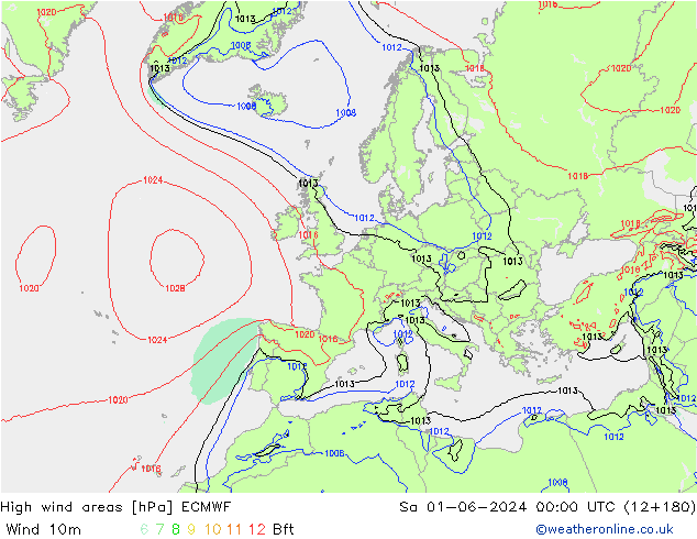 High wind areas ECMWF Sa 01.06.2024 00 UTC