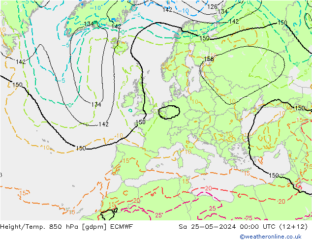 Height/Temp. 850 hPa ECMWF Sa 25.05.2024 00 UTC