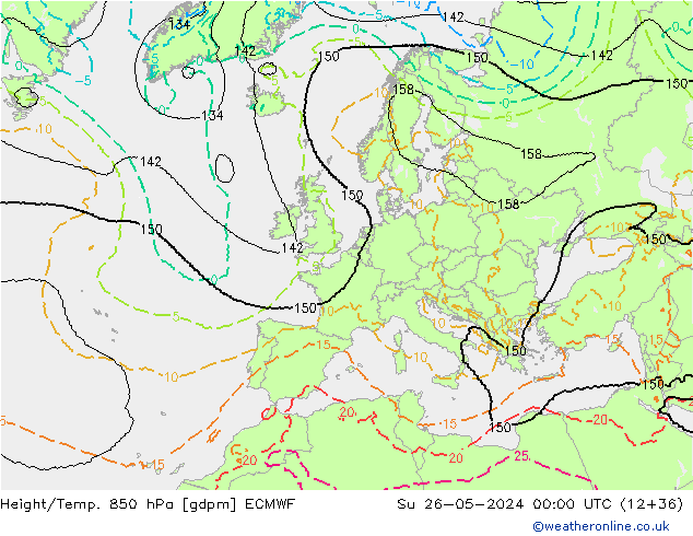 Yükseklik/Sıc. 850 hPa ECMWF Paz 26.05.2024 00 UTC