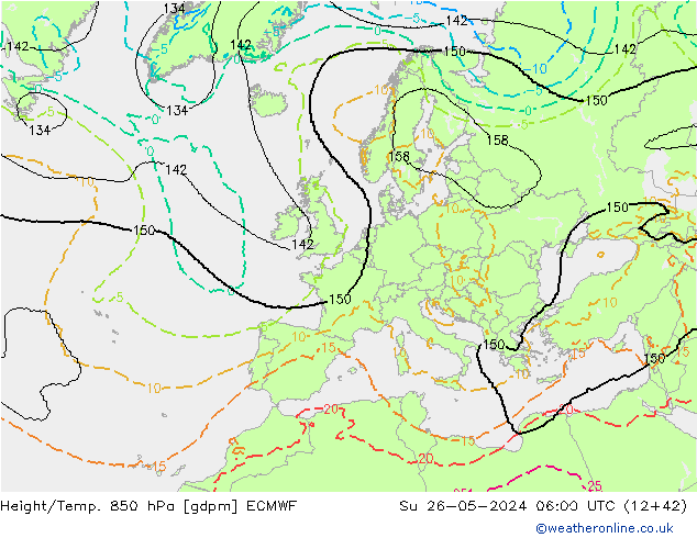 Height/Temp. 850 гПа ECMWF Вс 26.05.2024 06 UTC