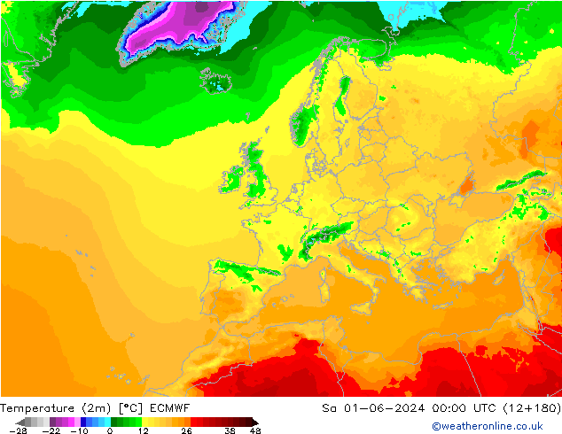 Temperatura (2m) ECMWF sáb 01.06.2024 00 UTC