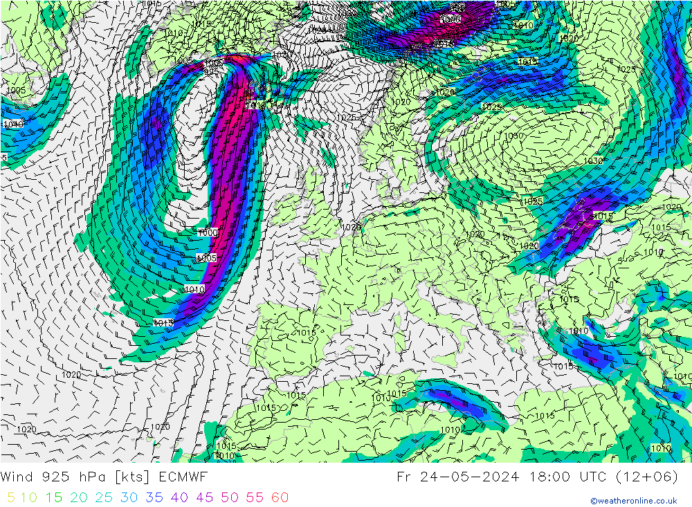 风 925 hPa ECMWF 星期五 24.05.2024 18 UTC