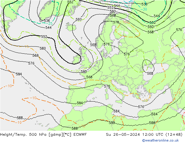 Yükseklik/Sıc. 500 hPa ECMWF Paz 26.05.2024 12 UTC