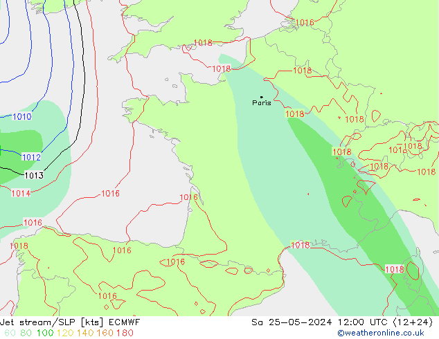 Straalstroom/SLP ECMWF za 25.05.2024 12 UTC