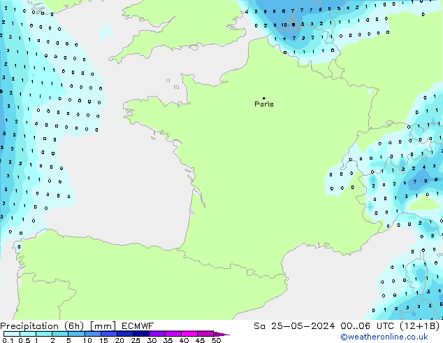 Yağış (6h) ECMWF Cts 25.05.2024 06 UTC