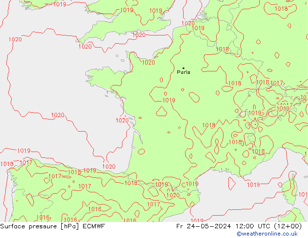 Surface pressure ECMWF Fr 24.05.2024 12 UTC