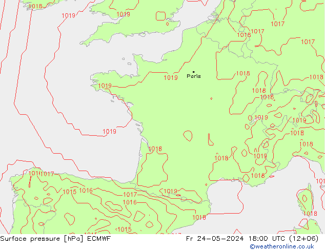 Yer basıncı ECMWF Cu 24.05.2024 18 UTC