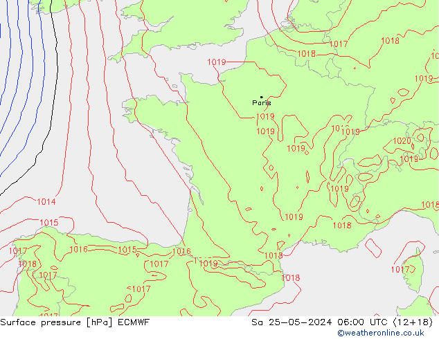 приземное давление ECMWF сб 25.05.2024 06 UTC