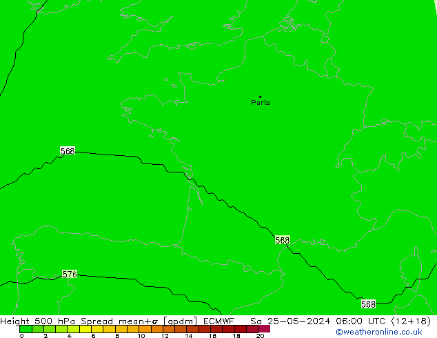 500 hPa Yüksekliği Spread ECMWF Cts 25.05.2024 06 UTC