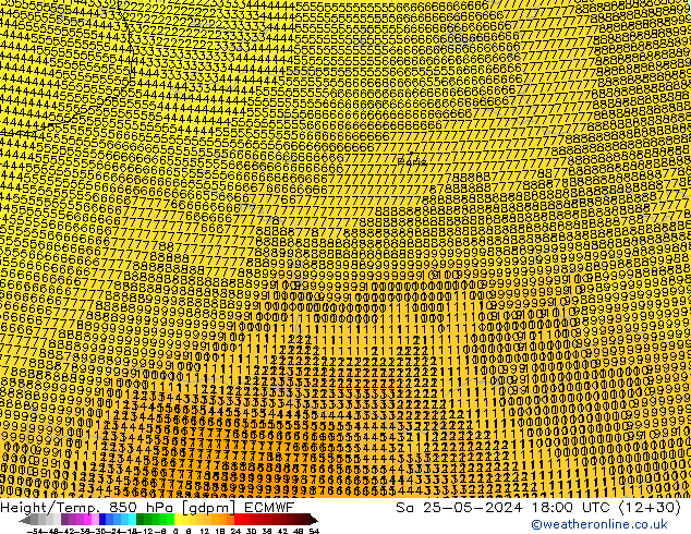 Géop./Temp. 850 hPa ECMWF sam 25.05.2024 18 UTC