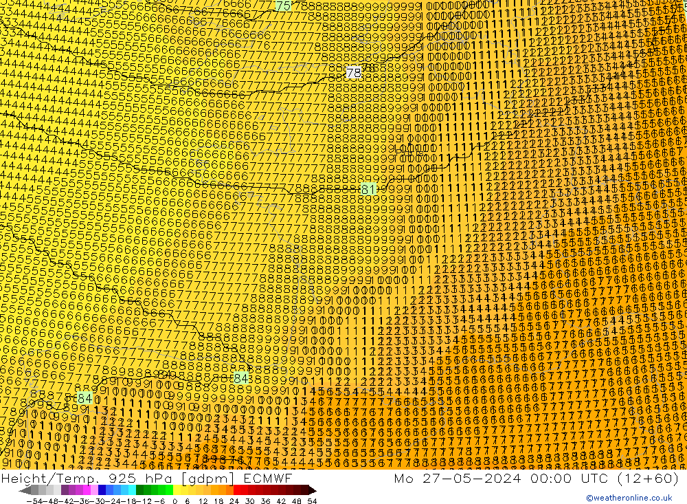 Height/Temp. 925 гПа ECMWF пн 27.05.2024 00 UTC