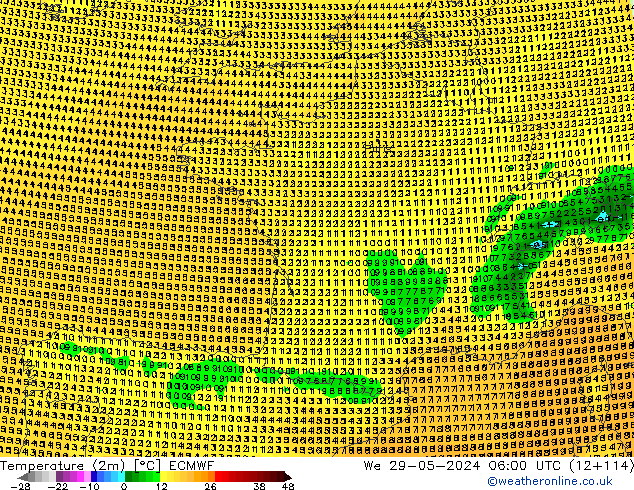 Temperatura (2m) ECMWF Qua 29.05.2024 06 UTC