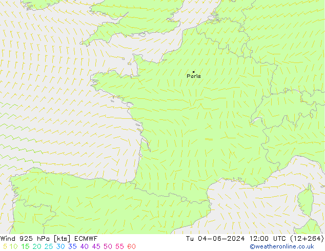 Wind 925 hPa ECMWF Di 04.06.2024 12 UTC