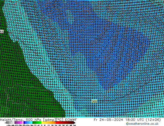 Height/Temp. 500 hPa ECMWF Fr 24.05.2024 18 UTC