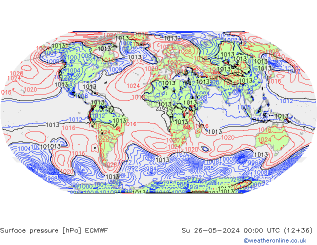 приземное давление ECMWF Вс 26.05.2024 00 UTC