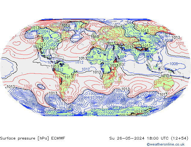 приземное давление ECMWF Вс 26.05.2024 18 UTC