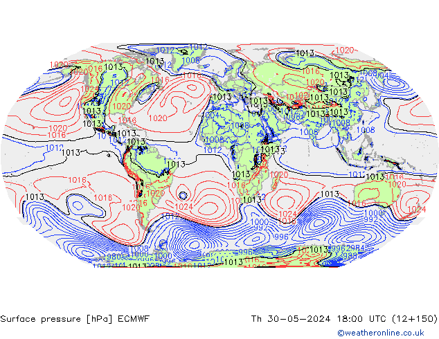 ciśnienie ECMWF czw. 30.05.2024 18 UTC