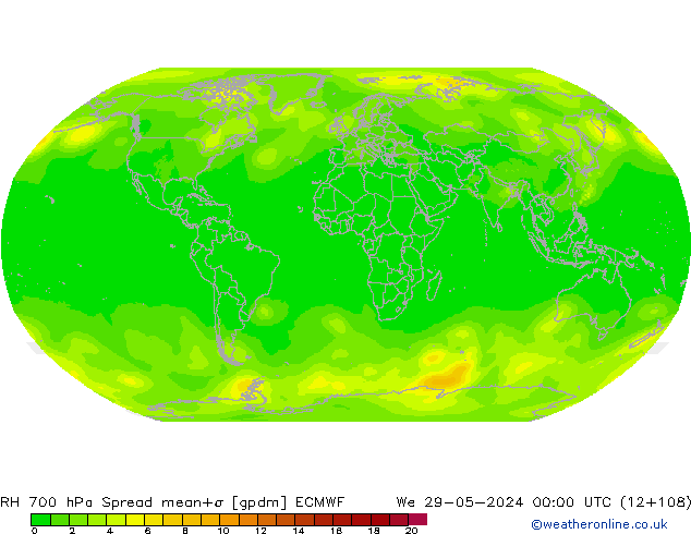 RH 700 hPa Spread ECMWF Mi 29.05.2024 00 UTC