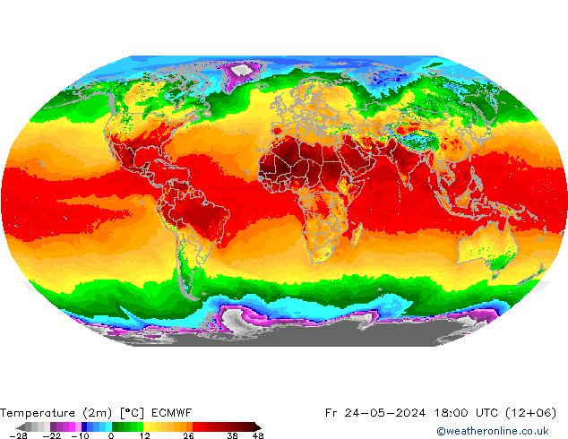 Temperatura (2m) ECMWF ven 24.05.2024 18 UTC