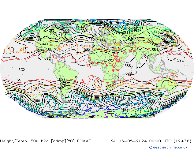 Yükseklik/Sıc. 500 hPa ECMWF Paz 26.05.2024 00 UTC