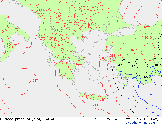 Surface pressure ECMWF Fr 24.05.2024 18 UTC