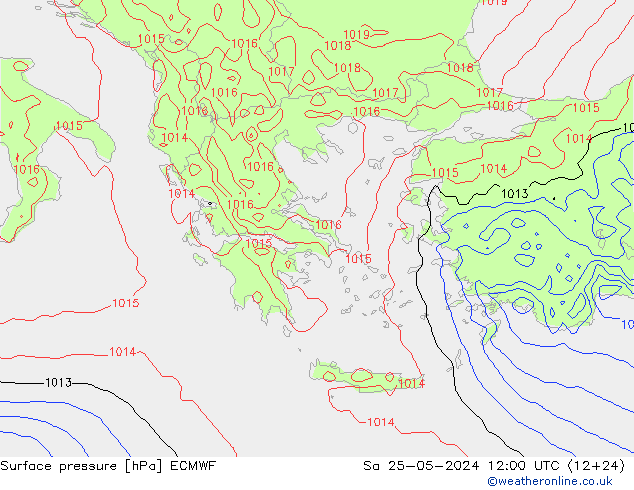 Luchtdruk (Grond) ECMWF za 25.05.2024 12 UTC