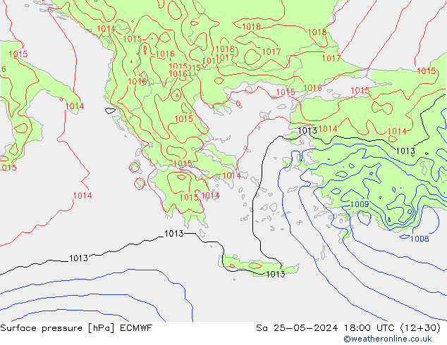 Surface pressure ECMWF Sa 25.05.2024 18 UTC