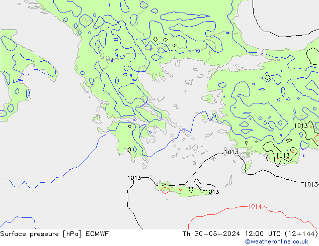 pressão do solo ECMWF Qui 30.05.2024 12 UTC