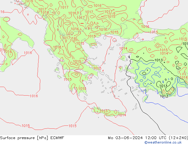 Surface pressure ECMWF Mo 03.06.2024 12 UTC