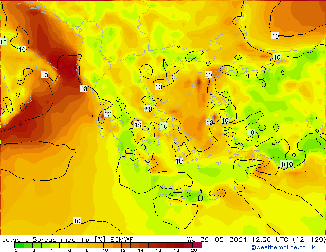 Isotachs Spread ECMWF  29.05.2024 12 UTC