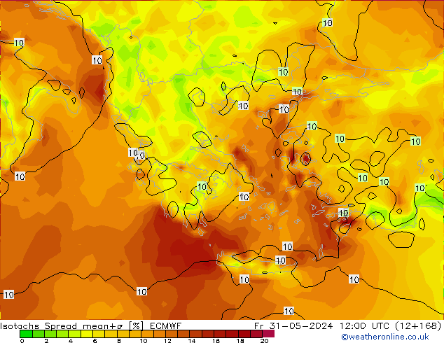 Isotachs Spread ECMWF Fr 31.05.2024 12 UTC