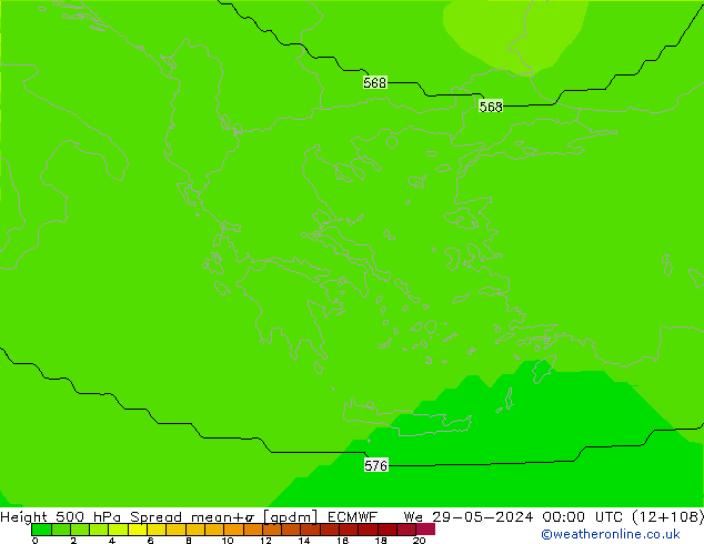 Hoogte 500 hPa Spread ECMWF wo 29.05.2024 00 UTC