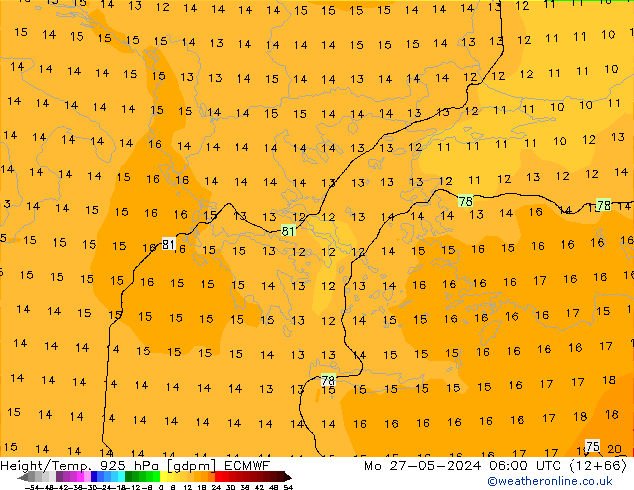 Hoogte/Temp. 925 hPa ECMWF ma 27.05.2024 06 UTC