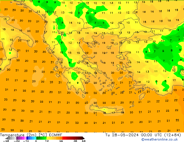 température (2m) ECMWF mar 28.05.2024 00 UTC