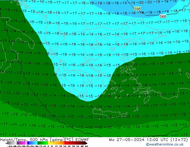 Height/Temp. 500 hPa ECMWF Seg 27.05.2024 12 UTC