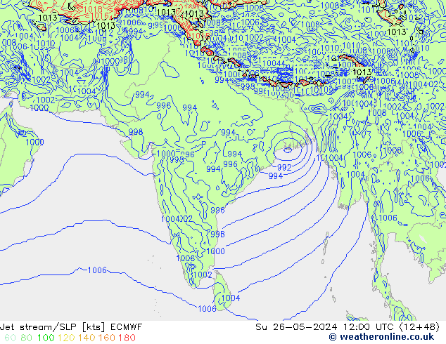 джет/приземное давление ECMWF Вс 26.05.2024 12 UTC