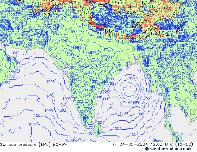 Pressione al suolo ECMWF ven 24.05.2024 12 UTC