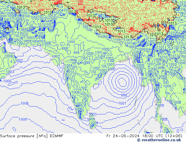 Surface pressure ECMWF Fr 24.05.2024 18 UTC