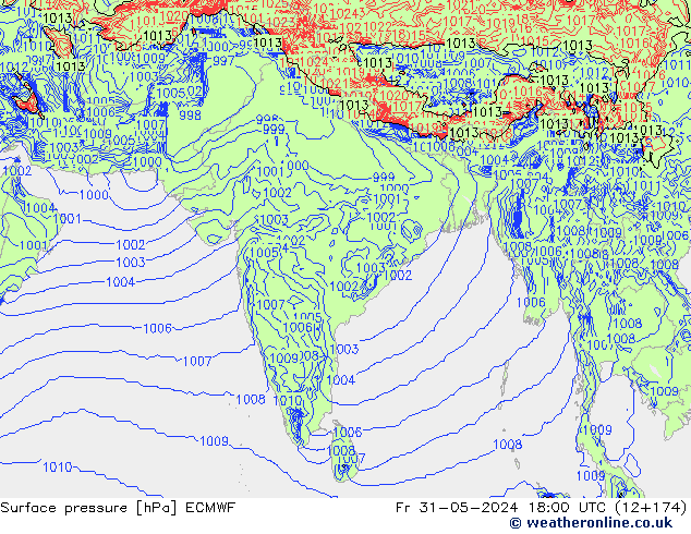 pression de l'air ECMWF ven 31.05.2024 18 UTC