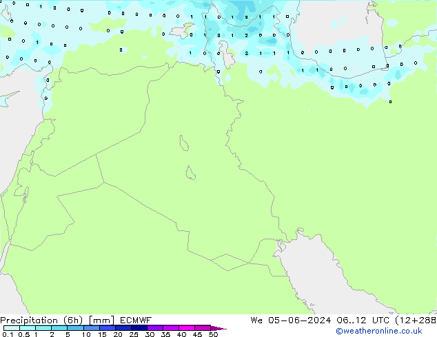 Precipitação (6h) ECMWF Qua 05.06.2024 12 UTC