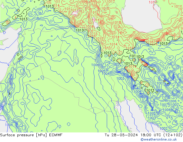 pressão do solo ECMWF Ter 28.05.2024 18 UTC