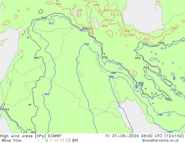 High wind areas ECMWF пт 31.05.2024 06 UTC