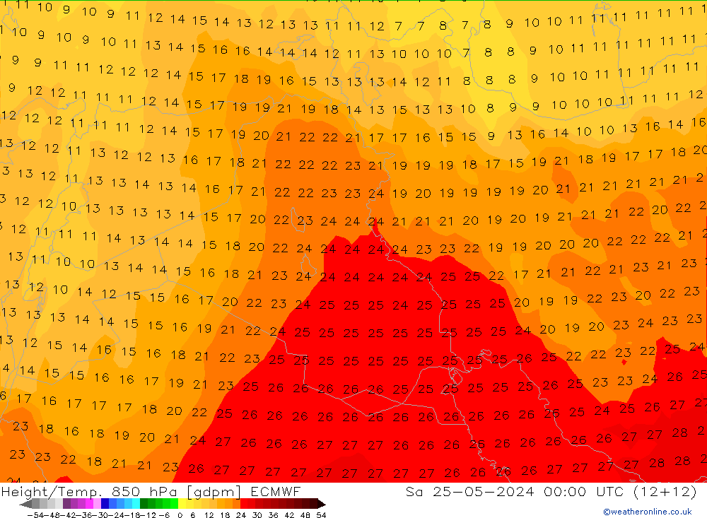 Height/Temp. 850 hPa ECMWF Sáb 25.05.2024 00 UTC