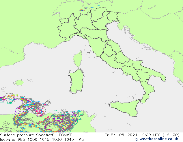 Surface pressure Spaghetti ECMWF Fr 24.05.2024 12 UTC