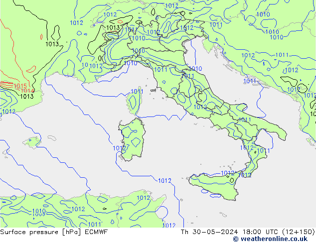 Surface pressure ECMWF Th 30.05.2024 18 UTC