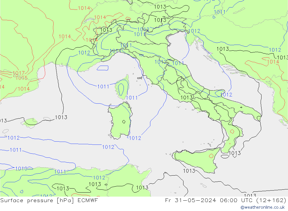 Luchtdruk (Grond) ECMWF vr 31.05.2024 06 UTC