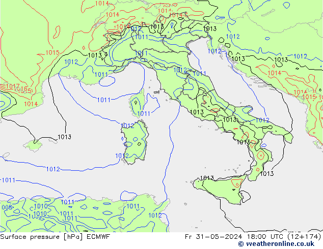 Surface pressure ECMWF Fr 31.05.2024 18 UTC